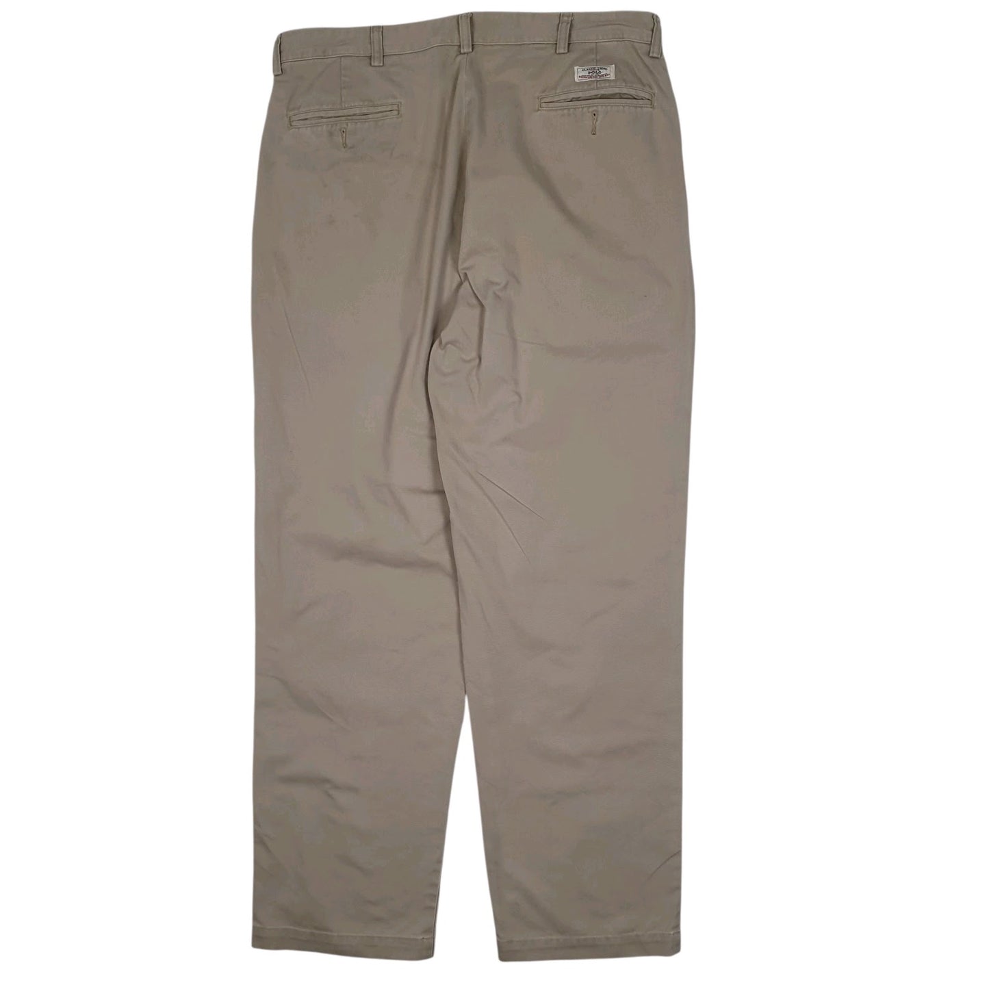 Mens Beige Polo Ralph Lauren Andrew Pant Double Pleated Vintage 90s  Trousers