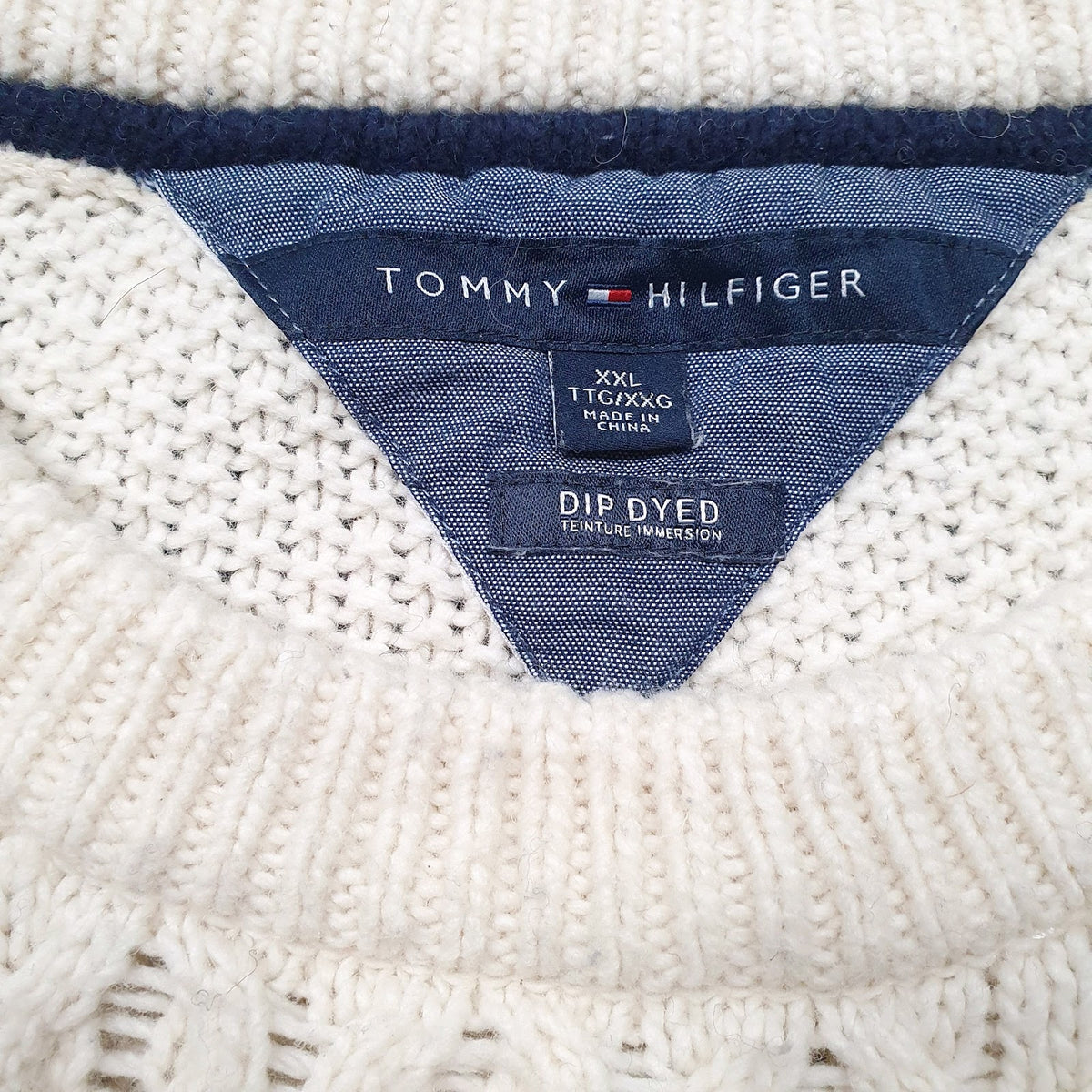 Mens Blue Tommy Hilfiger Cable Knit Crewneck Jumper