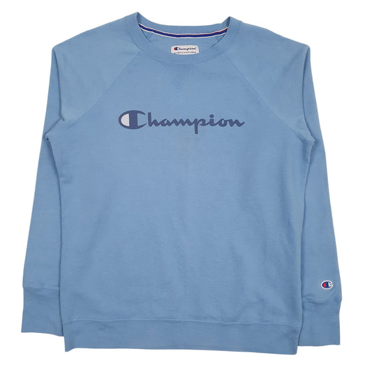 Womens Blue Champion Spellout Crewneck Jumper