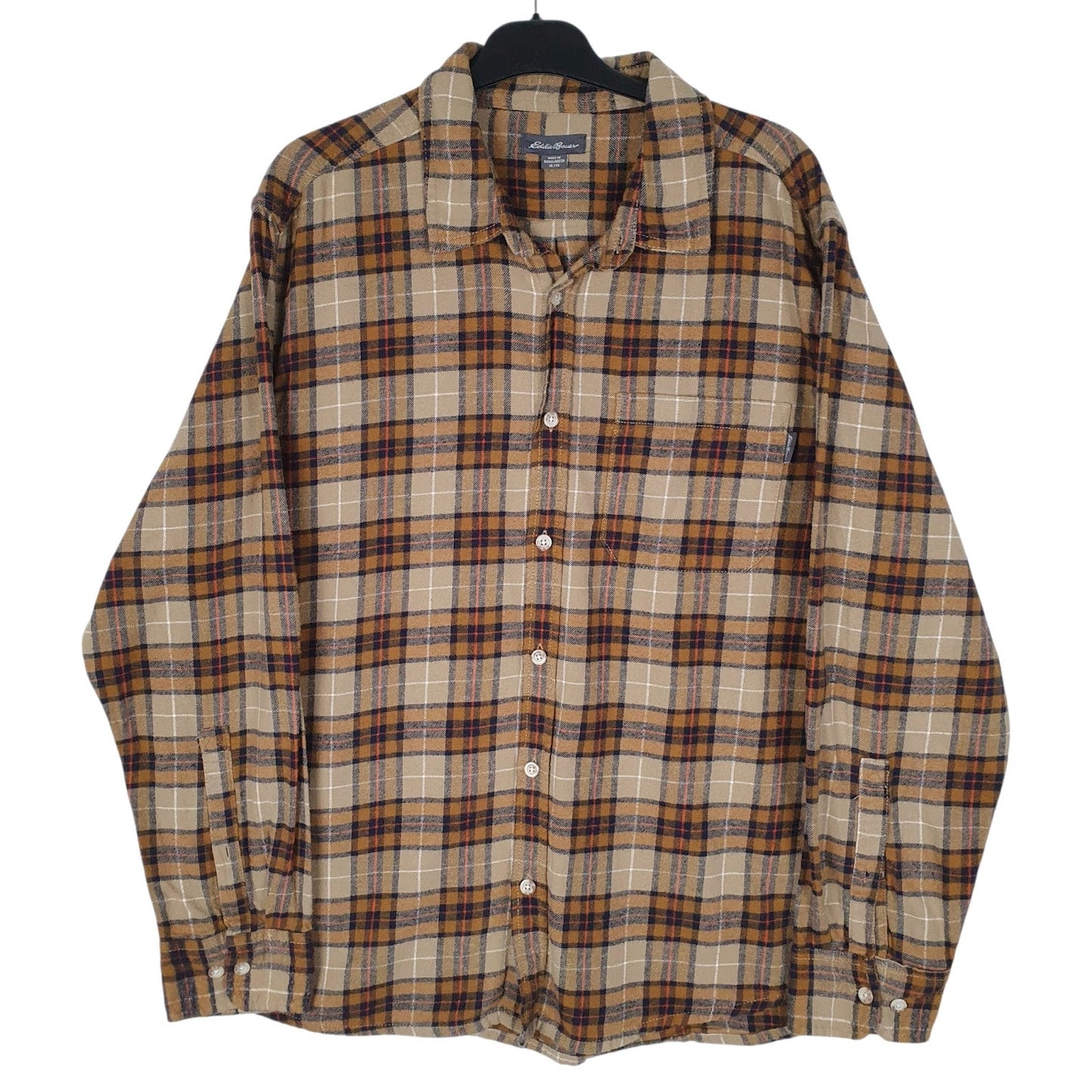 Mens Brown Eddie Bauer Flannel Long Sleeve Shirt