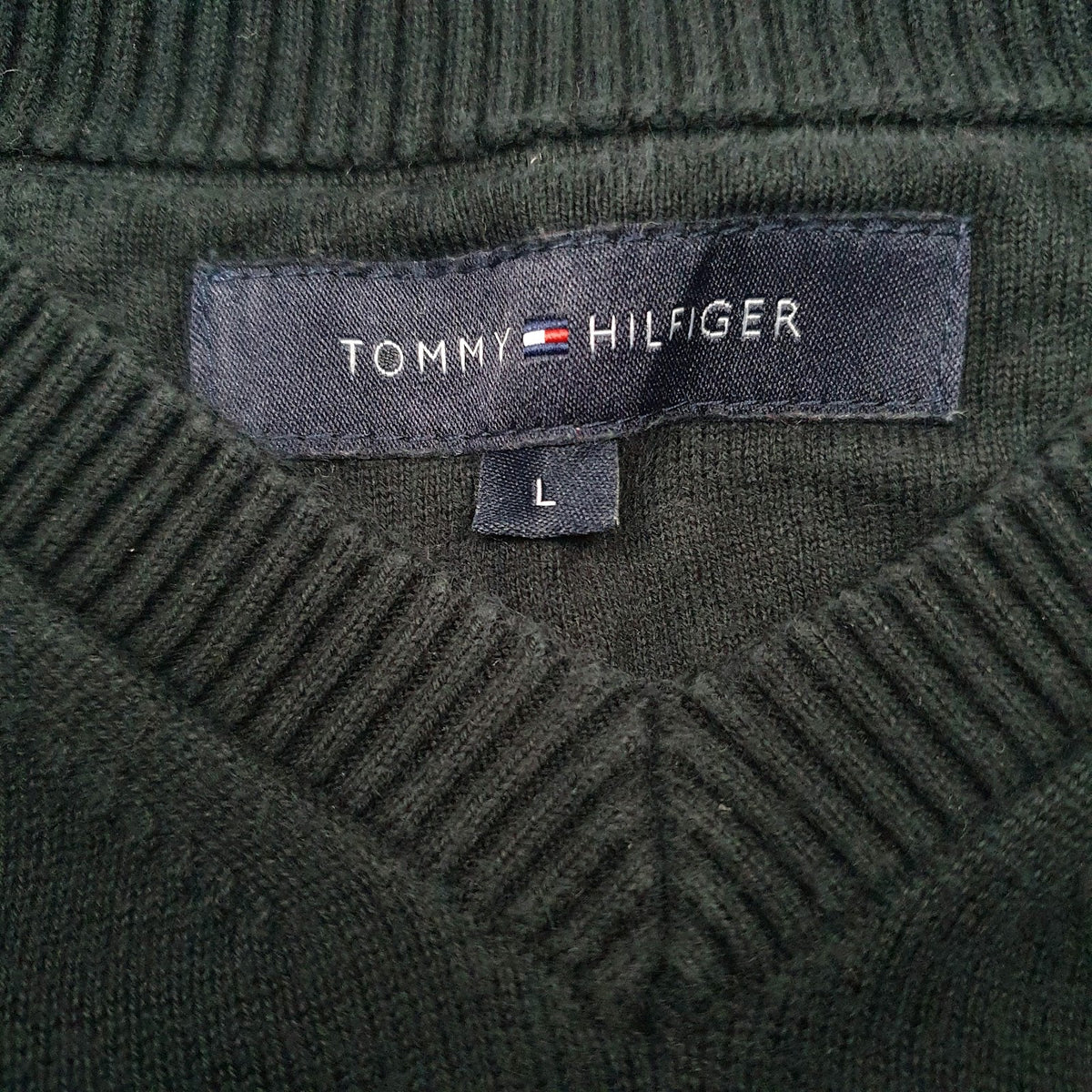 Mens Black Tommy Hilfiger  V Neck Jumper