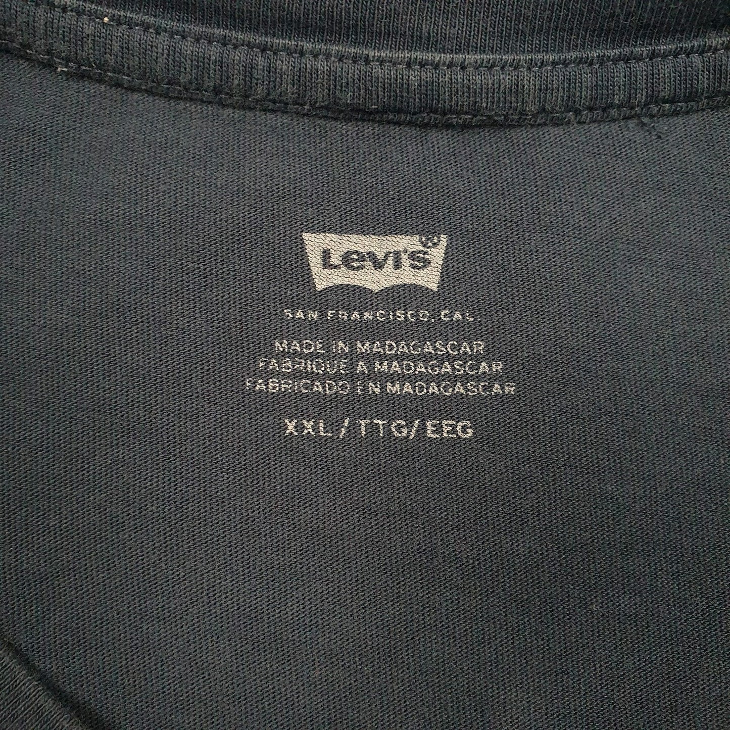 Mens Navy Levis Spellout  T Shirt