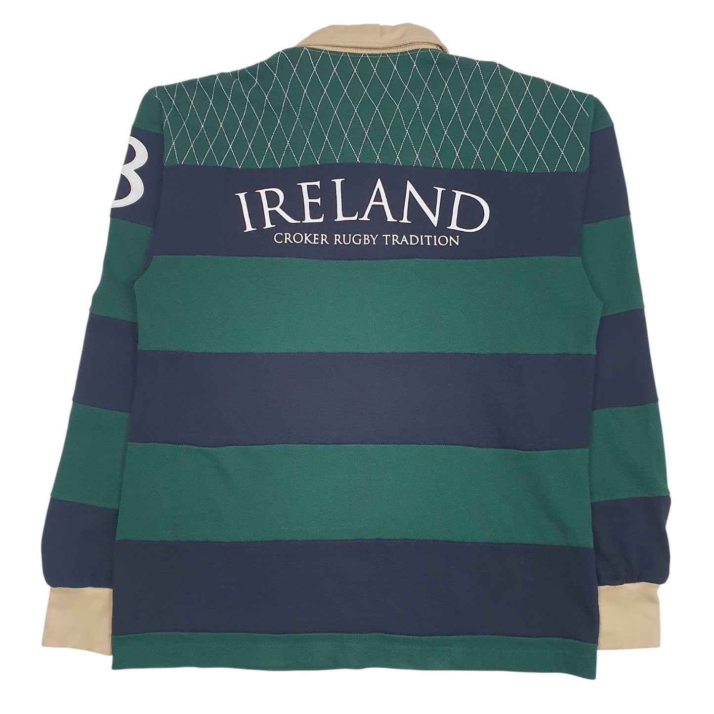 Mens Green Crocker Rugby Ireland Crewneck Polo Shirt