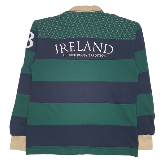 Mens Green Crocker Rugby Ireland Crewneck Polo Shirt