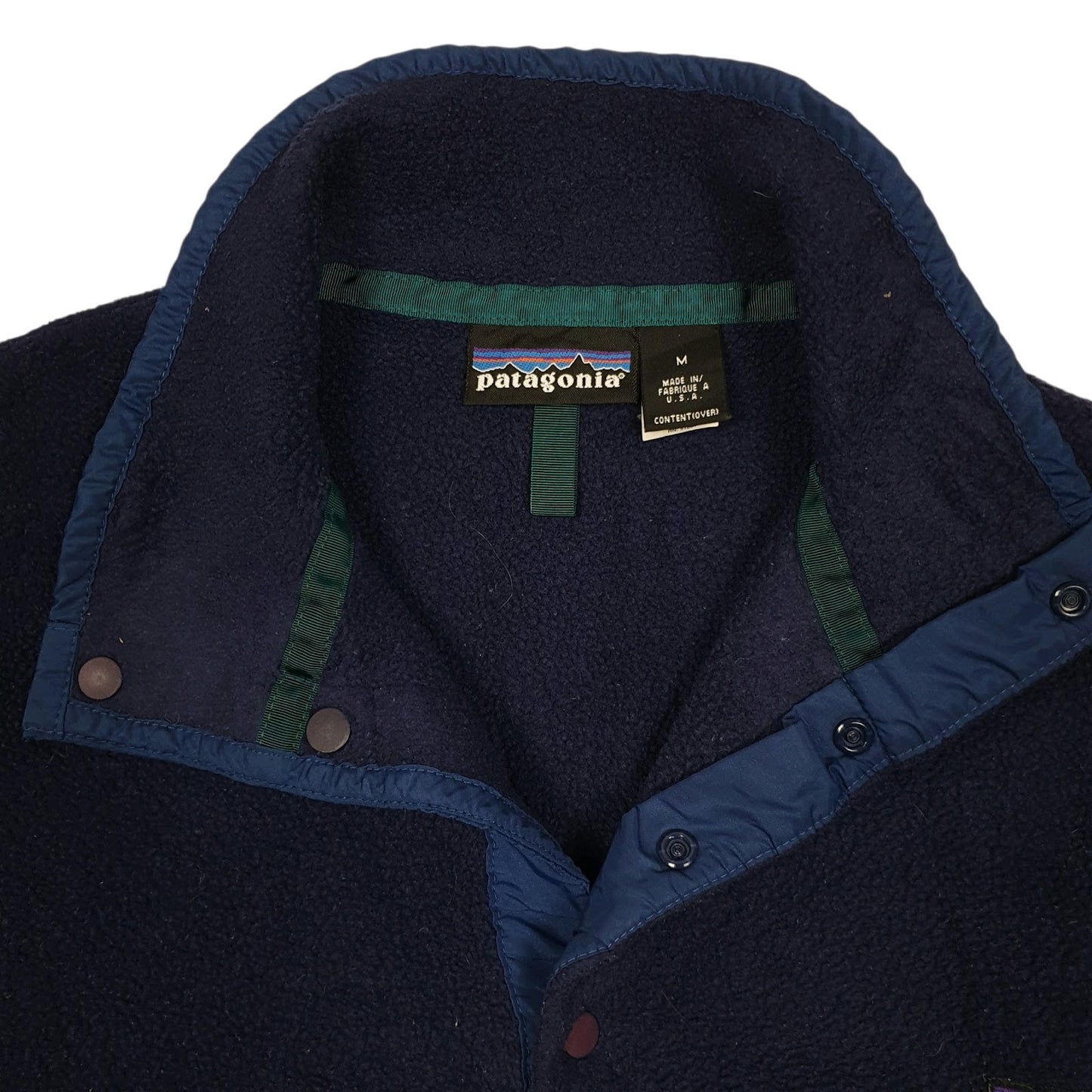 Mens Navy Patagonia Synchilla Vintage 90s Made In USA Quarter Zip Jumper