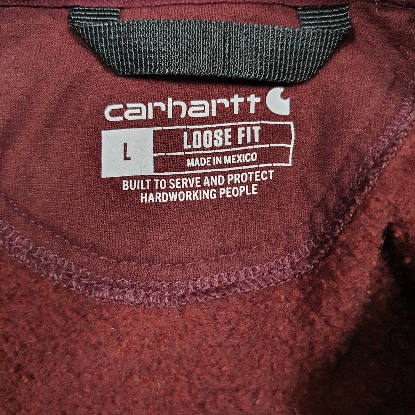 Mens Burgundy Carhartt Spellout Hoodie Jumper