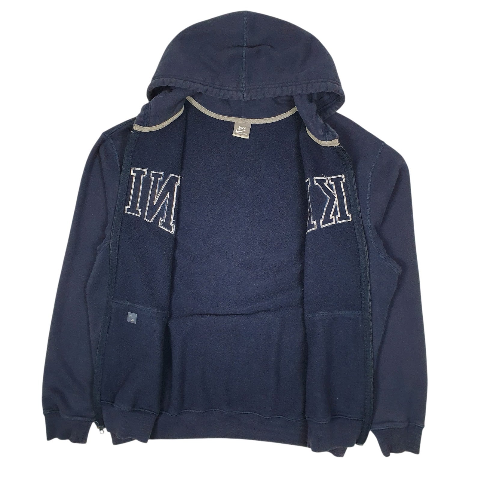 Mens Navy Nike Hoodie Vintage 00s Full Zip Jumper