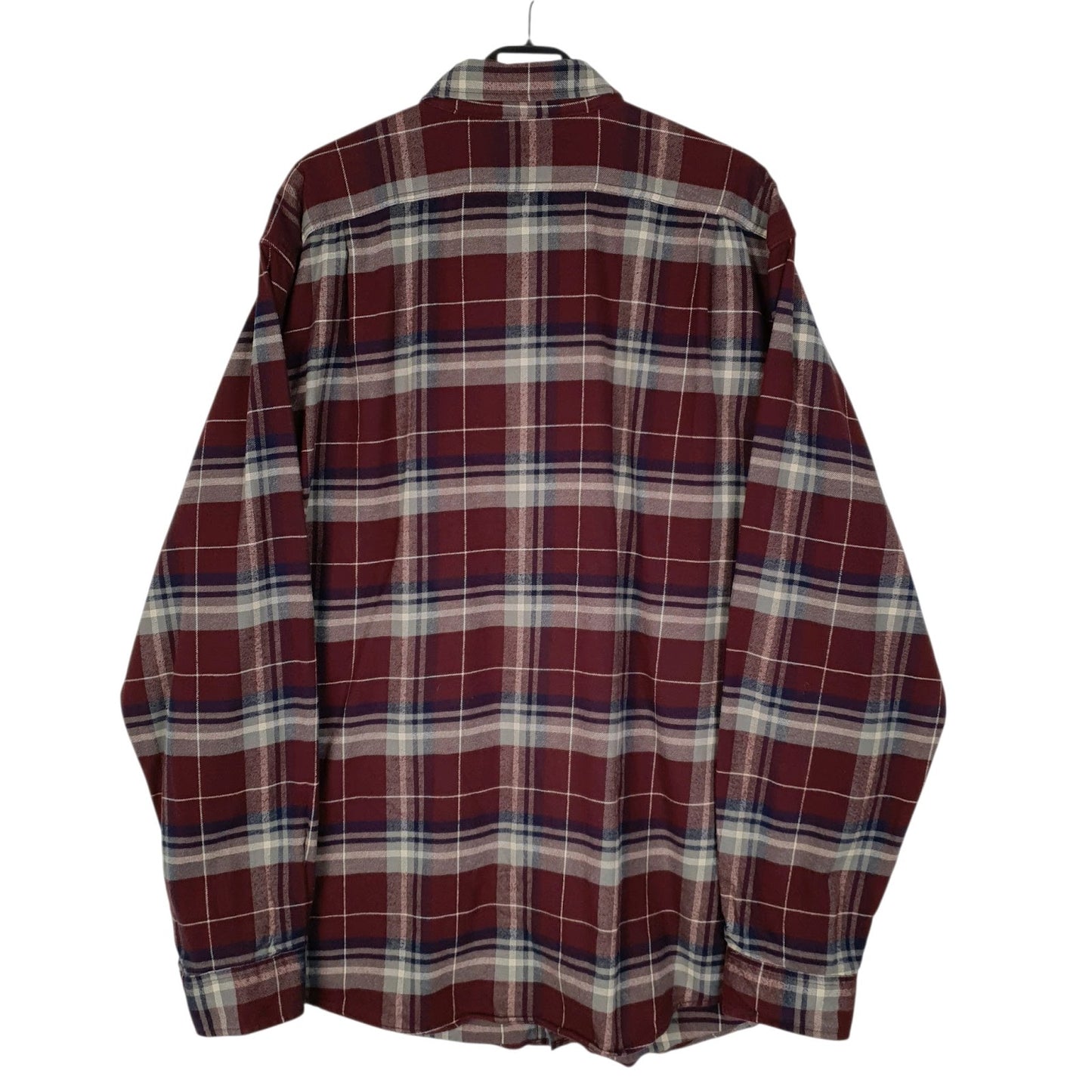Mens Burgundy Eddie Bauer Heavyweight Plaid Flannel  Shirt