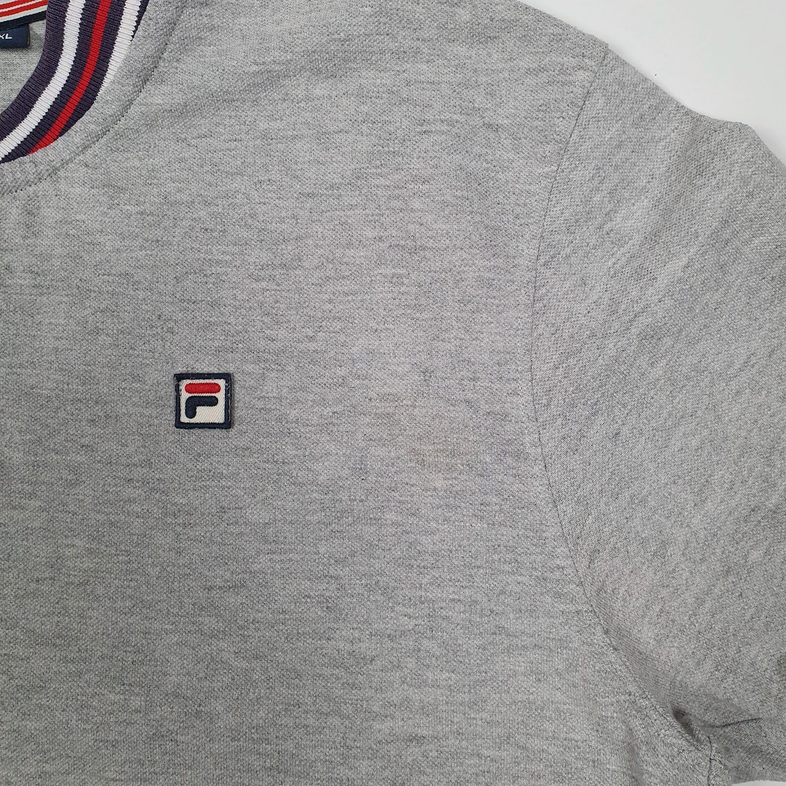 Mens Grey Fila  Hoodie Polo Shirt