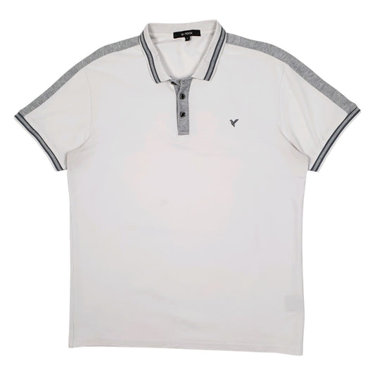 Mens White D-Rock  Short Sleeve Polo Shirt