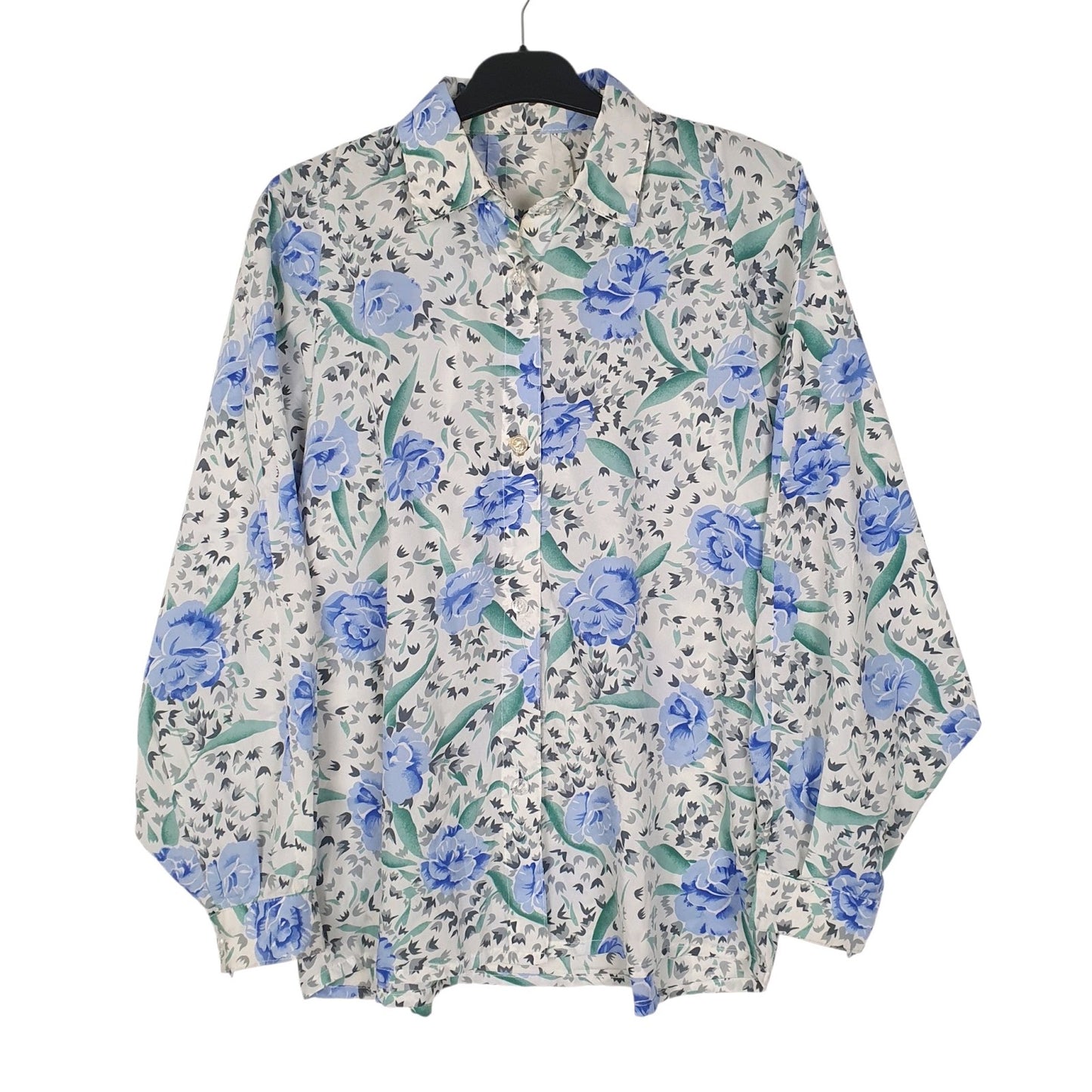 Womens Blue Unbranded Floral Long Sleeve Shirt