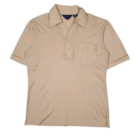Mens Beige JC Penney  Short Sleeve Polo Shirt