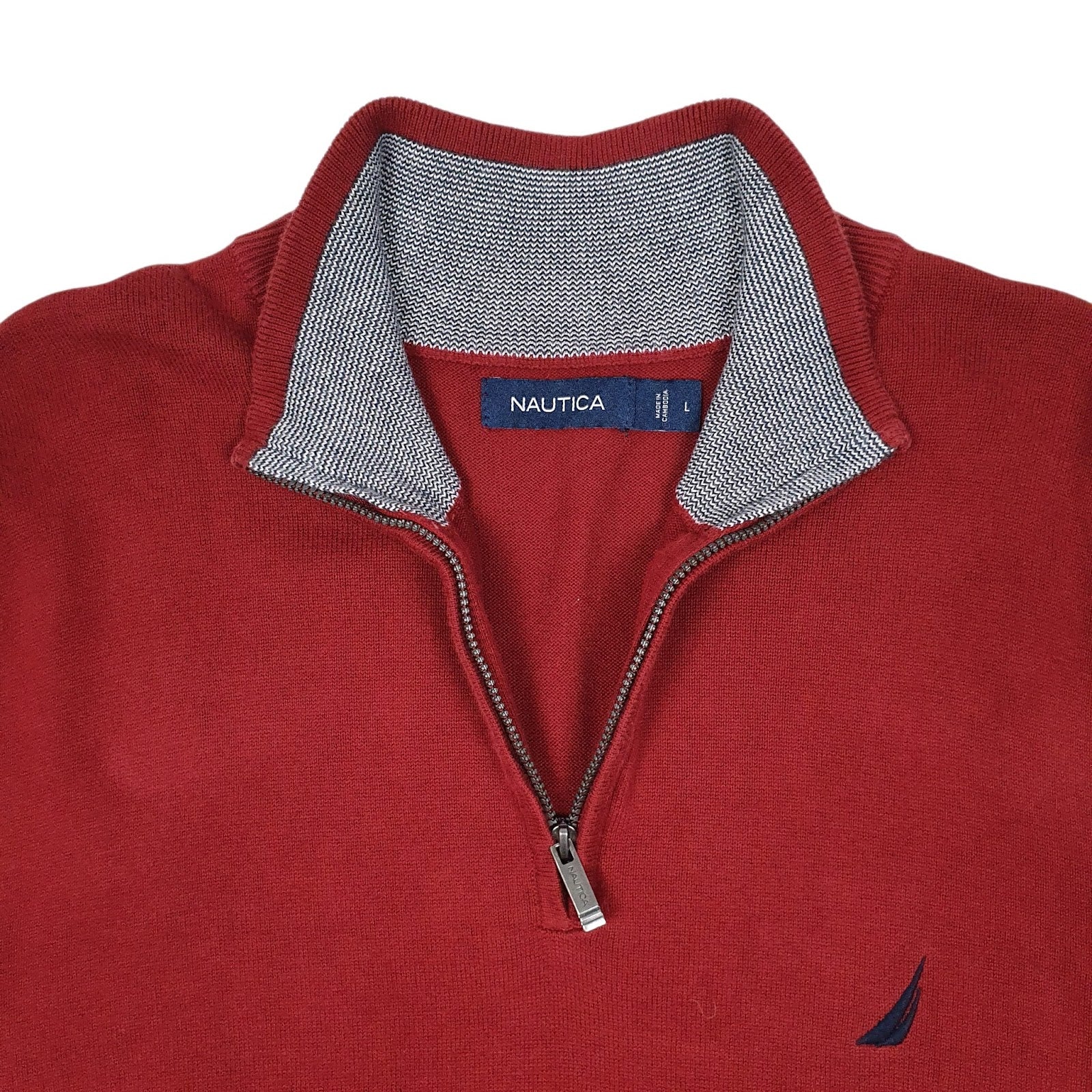 Mens Red Nautica  Quarter Zip Jumper