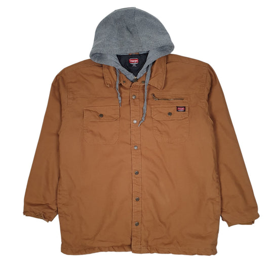 Mens Tan Wrangler Hoodie Chore  Coat
