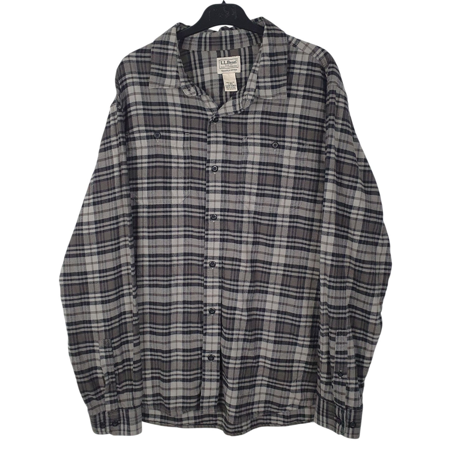 Mens Grey L.L.Bean Flannel Long Sleeve Shirt