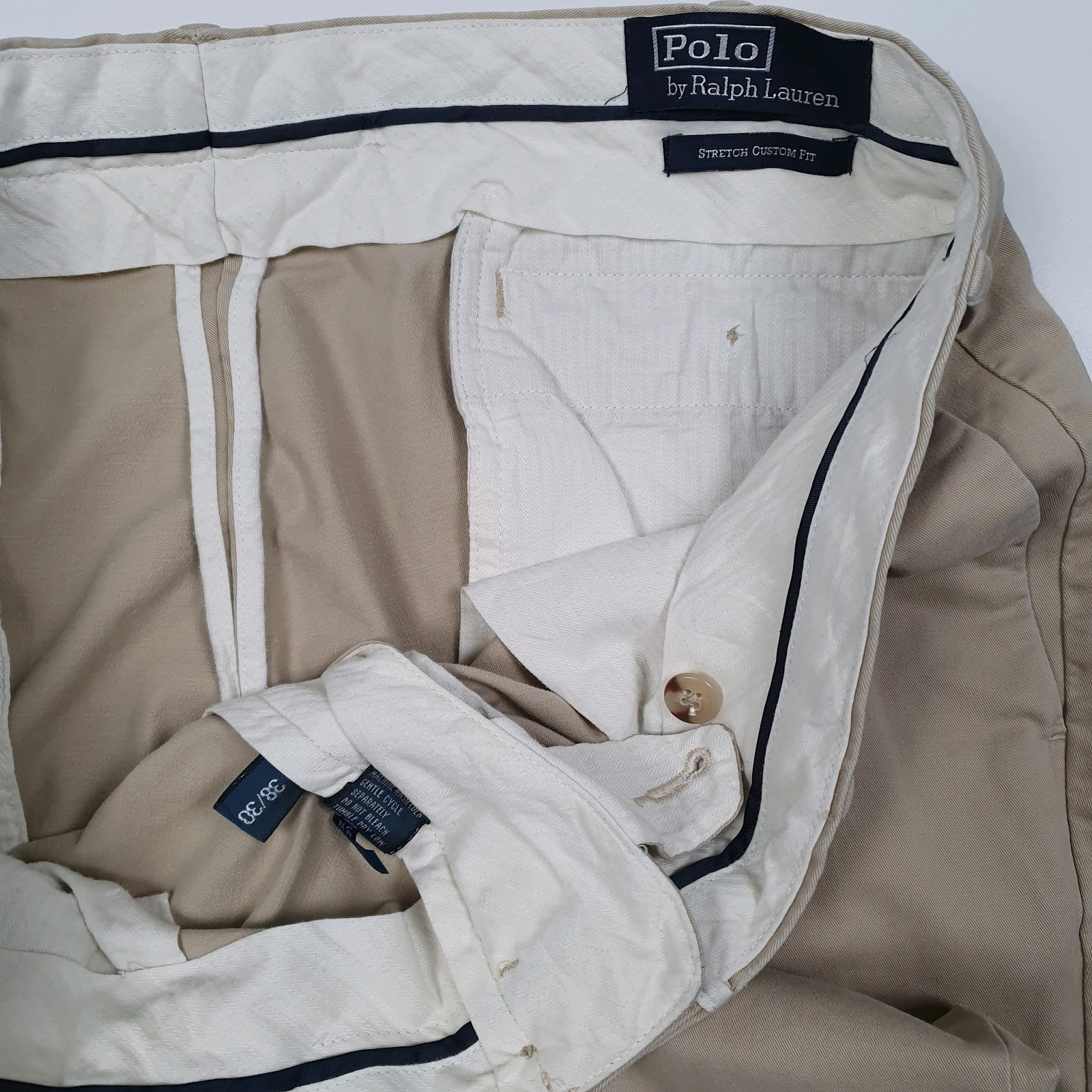 Mens Beige Polo Ralph Lauren Stretch Custom Fit  Trousers