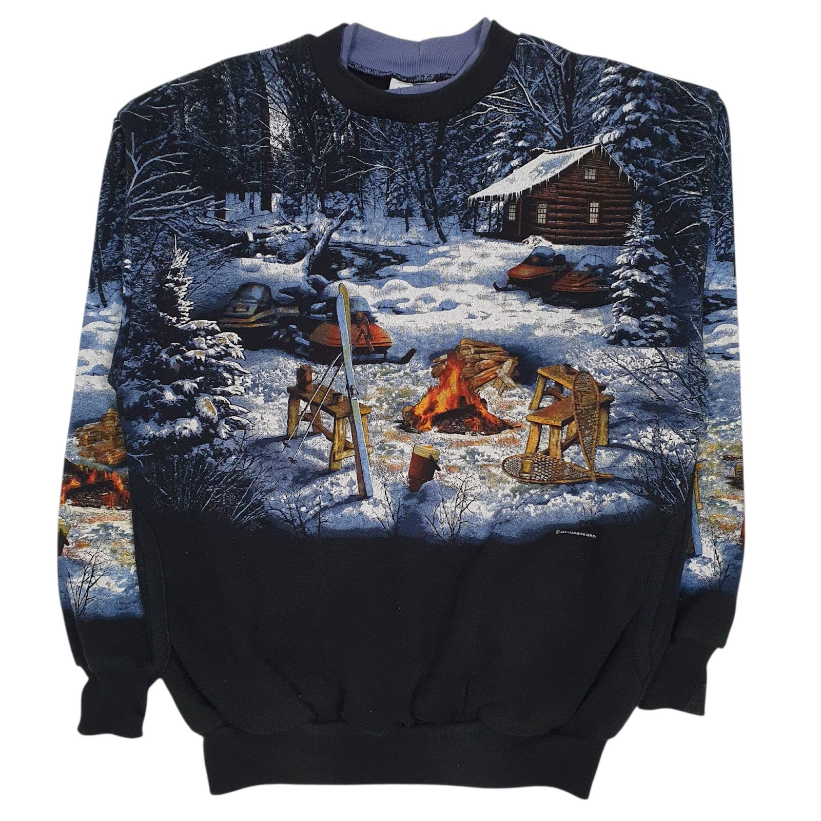 Mens Black Art Unlimited Vintage Graphic Crewneck Jumper