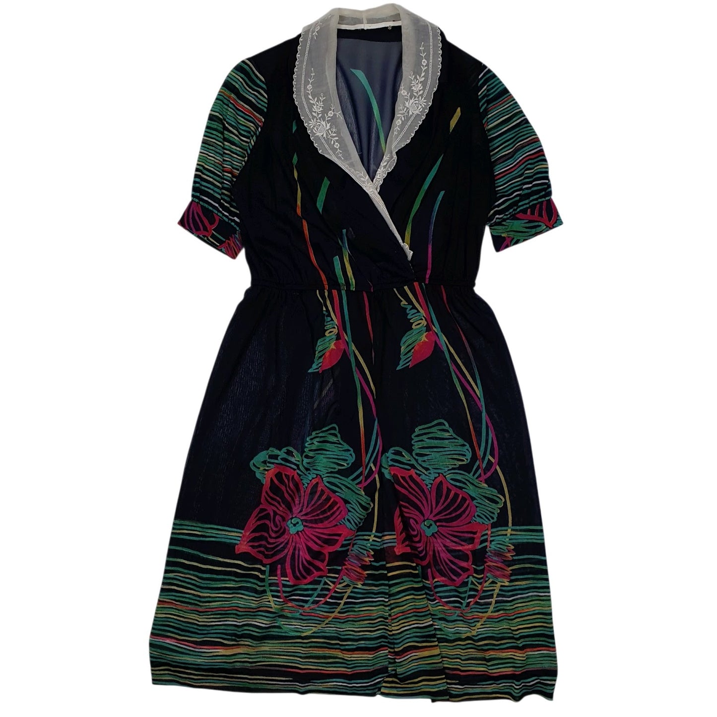 Womens Navy Unbranded Shear Gown Short Sleeve Dress