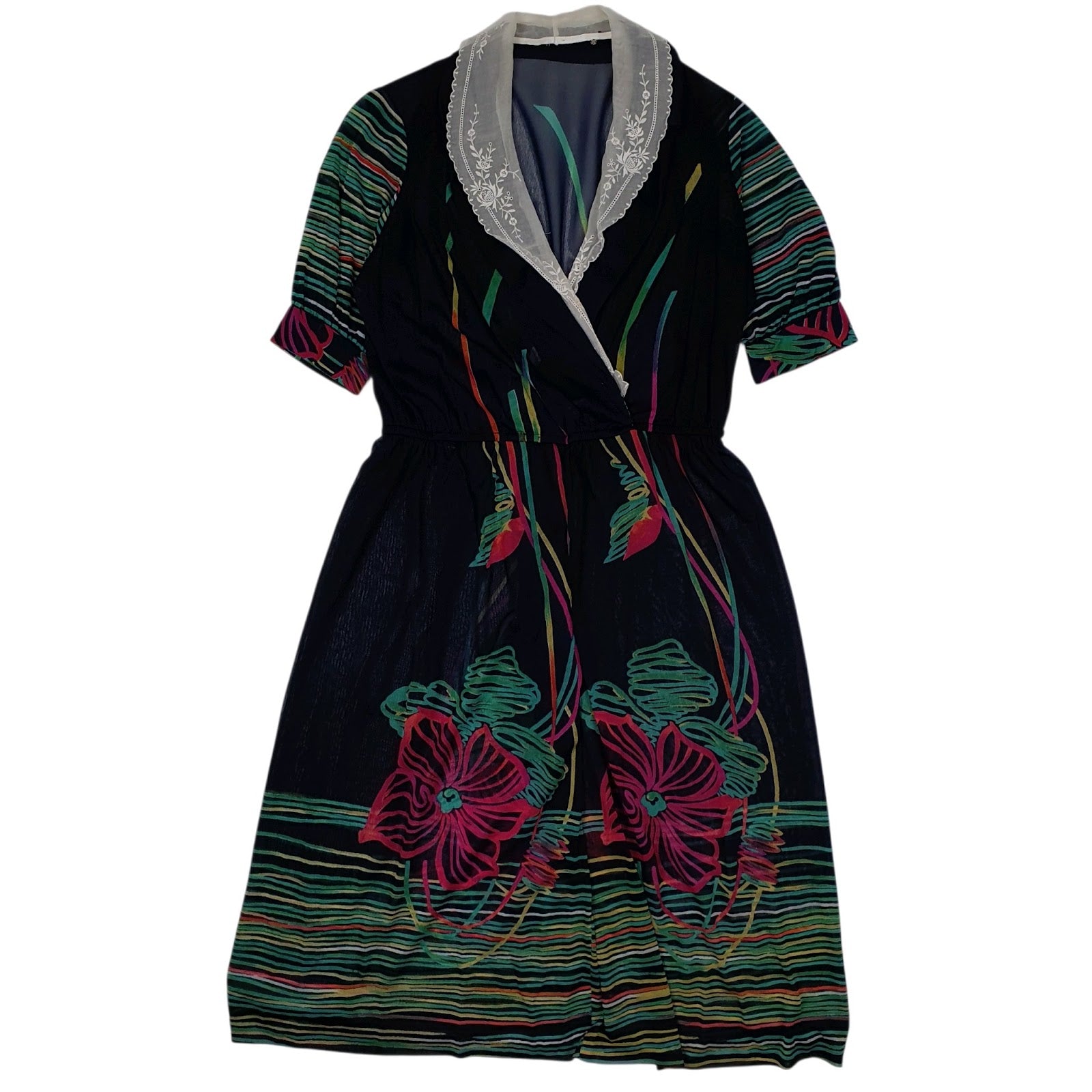Womens Navy Unbranded Shear Gown Short Sleeve Dress