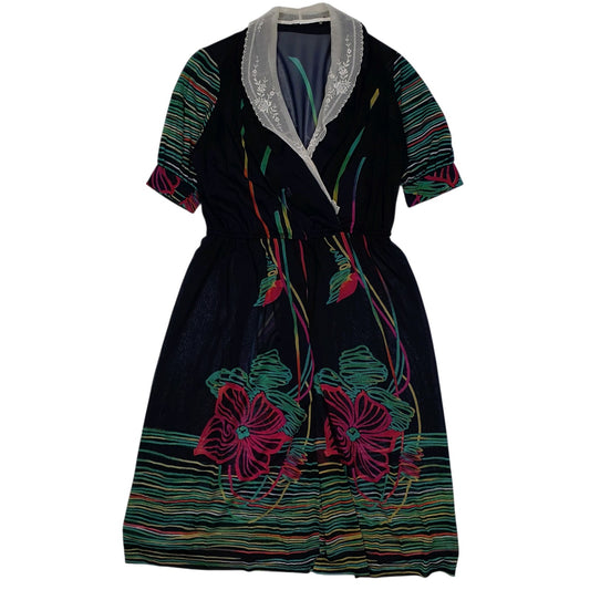 Womens Navy Unbranded Shear Gown Short Sleeve Dress