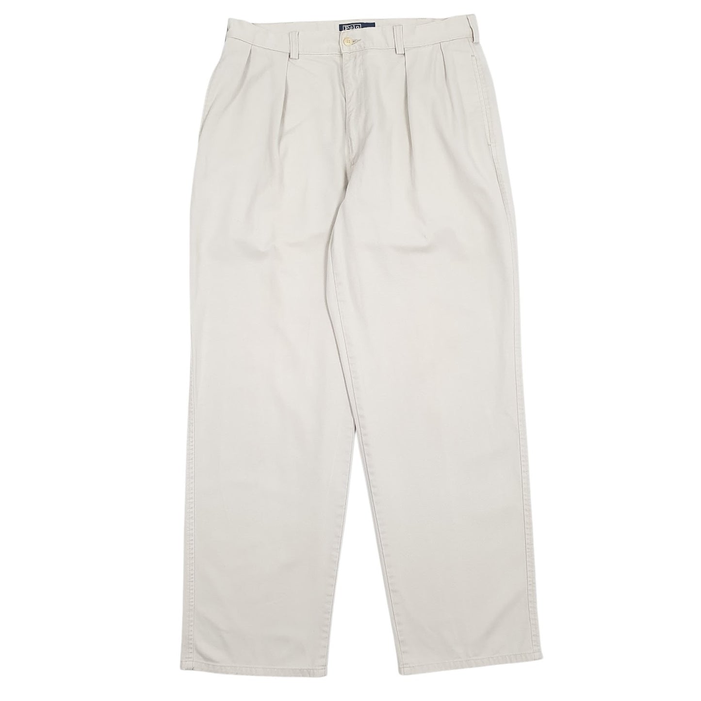 Mens Cream Polo Ralph Lauren Double Pleated Chino Trousers