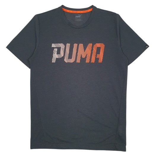 Mens Grey Puma Spellout Active Wear Short Sleeve T Shirt