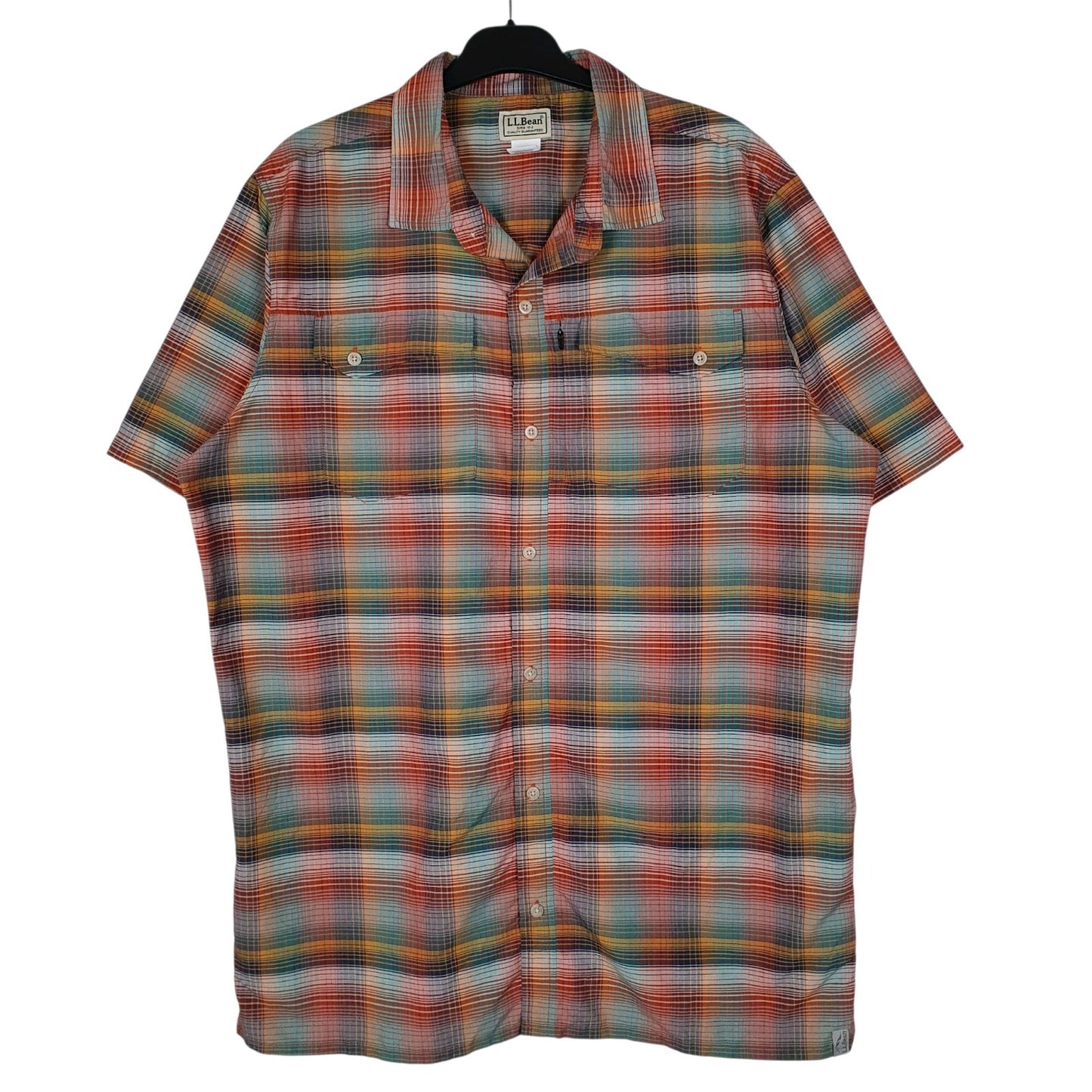 Mens Orange L.L.Bean Tall Short Sleeve Shirt