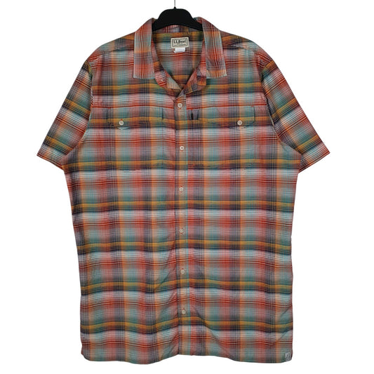 Mens Orange L.L.Bean Tall Short Sleeve Shirt