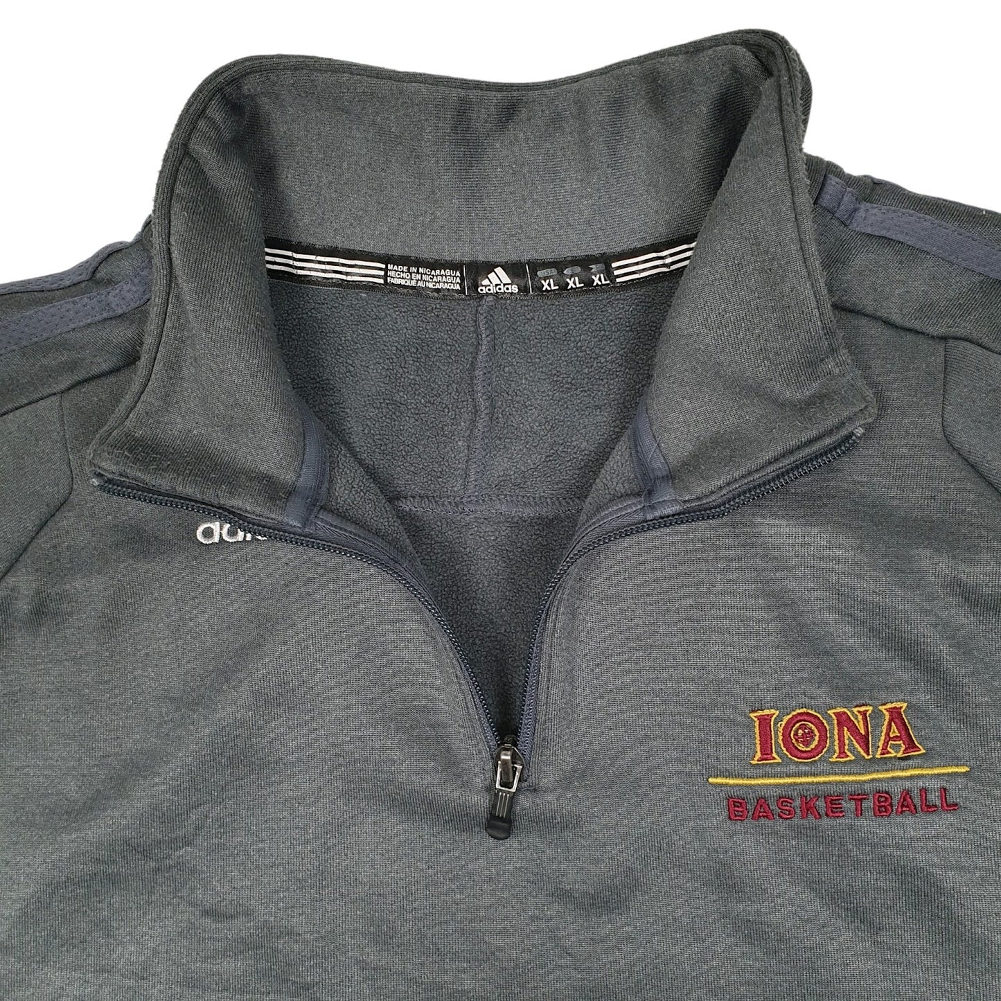 Mens Grey Adidas Iona Basketball Quarter Zip Jumper