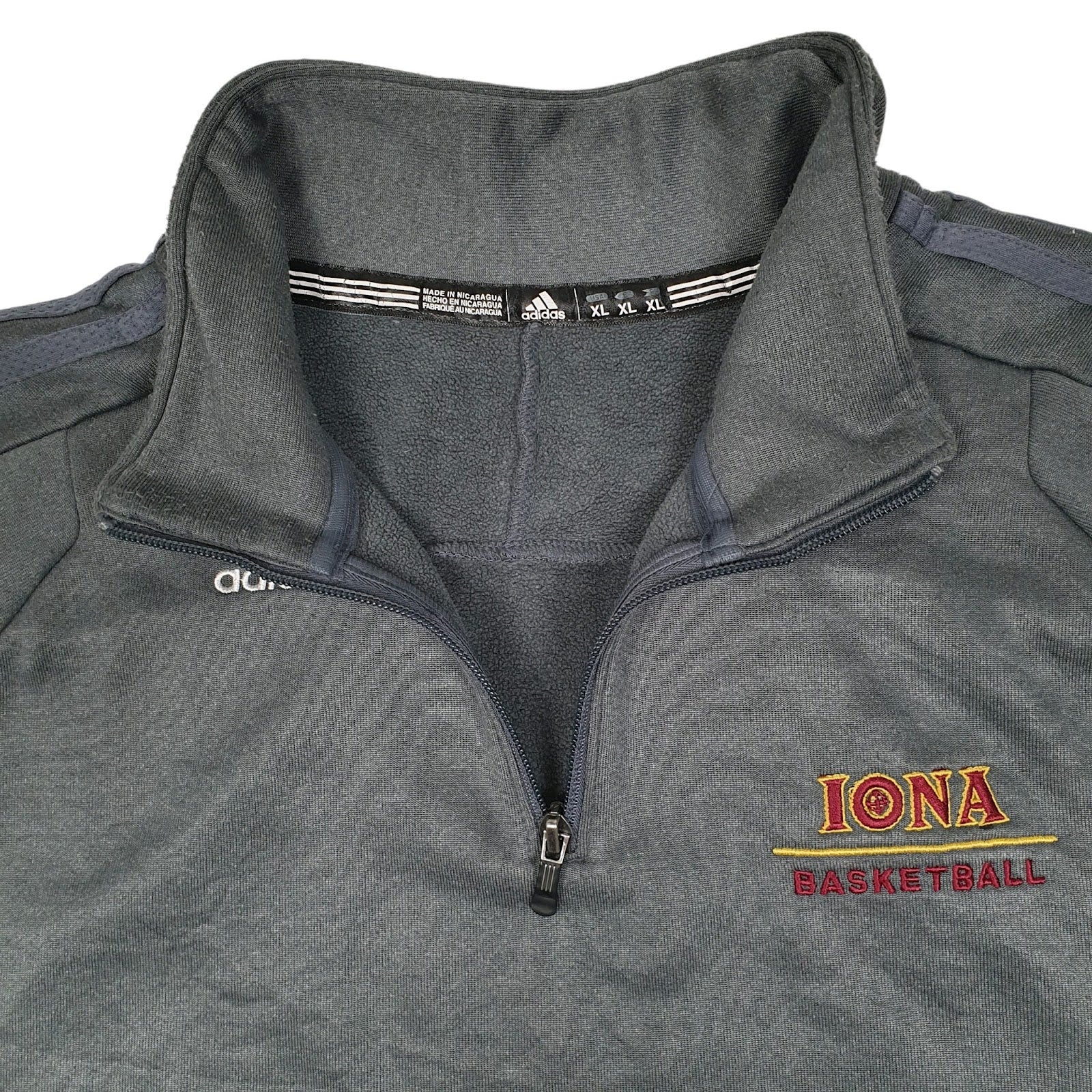 Mens Grey Adidas Iona Basketball Quarter Zip Jumper