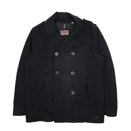 Mens Black Levis Double Breasted Duffle  Coat