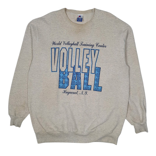 Mens Grey Champion Vintage 90s Made In USA Volleyball Crewneck Jumper