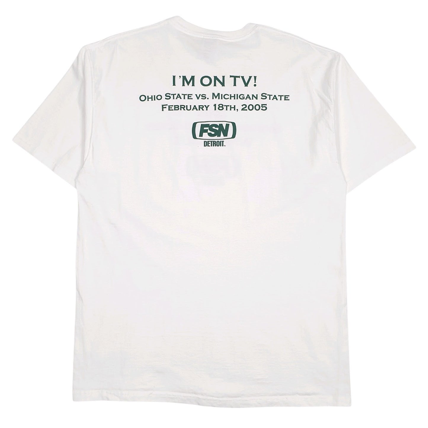 Mens White Fruit Of The Loom Vintage 00s Michigan State Hockey White Out  T Shirt