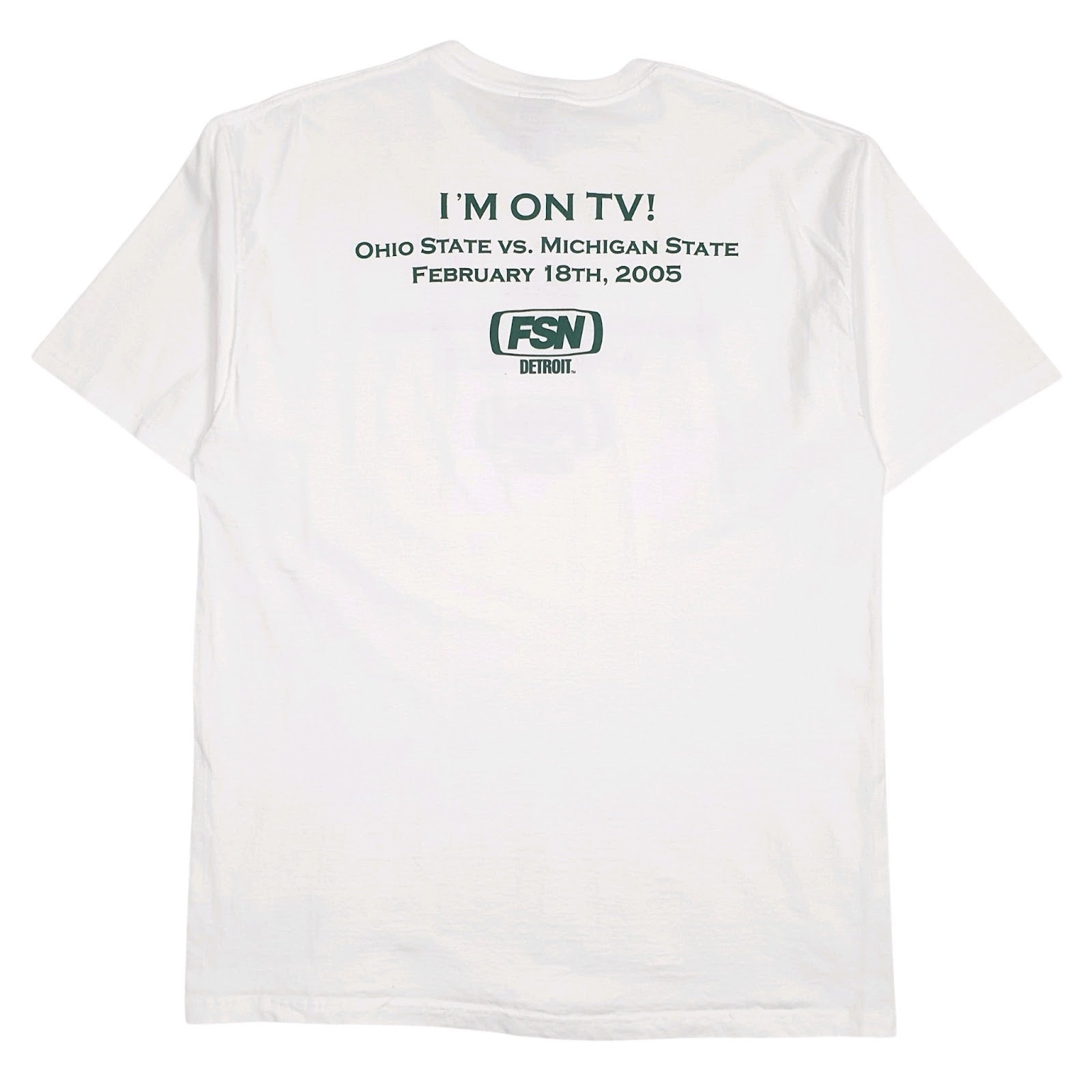 Mens White Fruit Of The Loom Vintage 00s Michigan State Hockey White Out  T Shirt