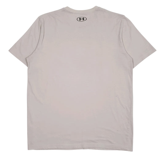 Mens Beige Under Armour Heat Gear Spellout  T Shirt