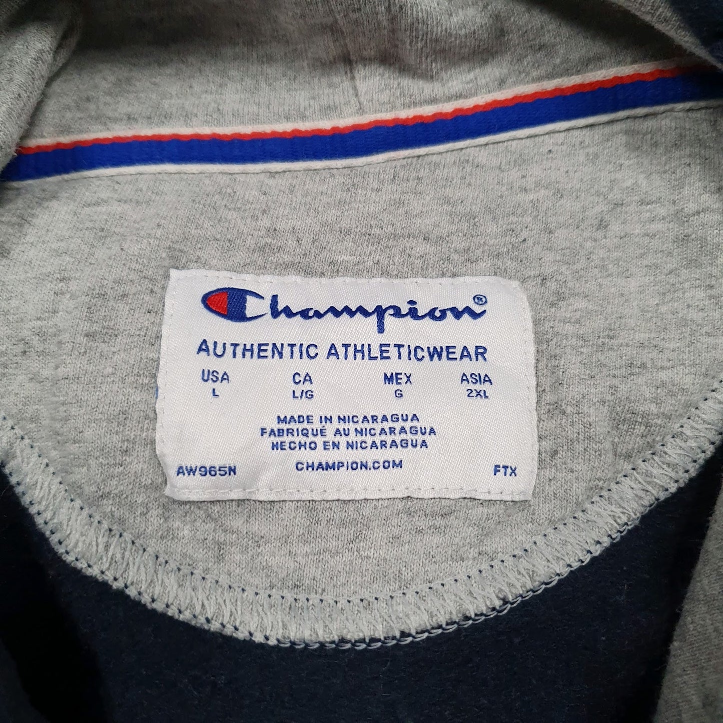 Mens Navy Champion Spellout Hoodie Jumper