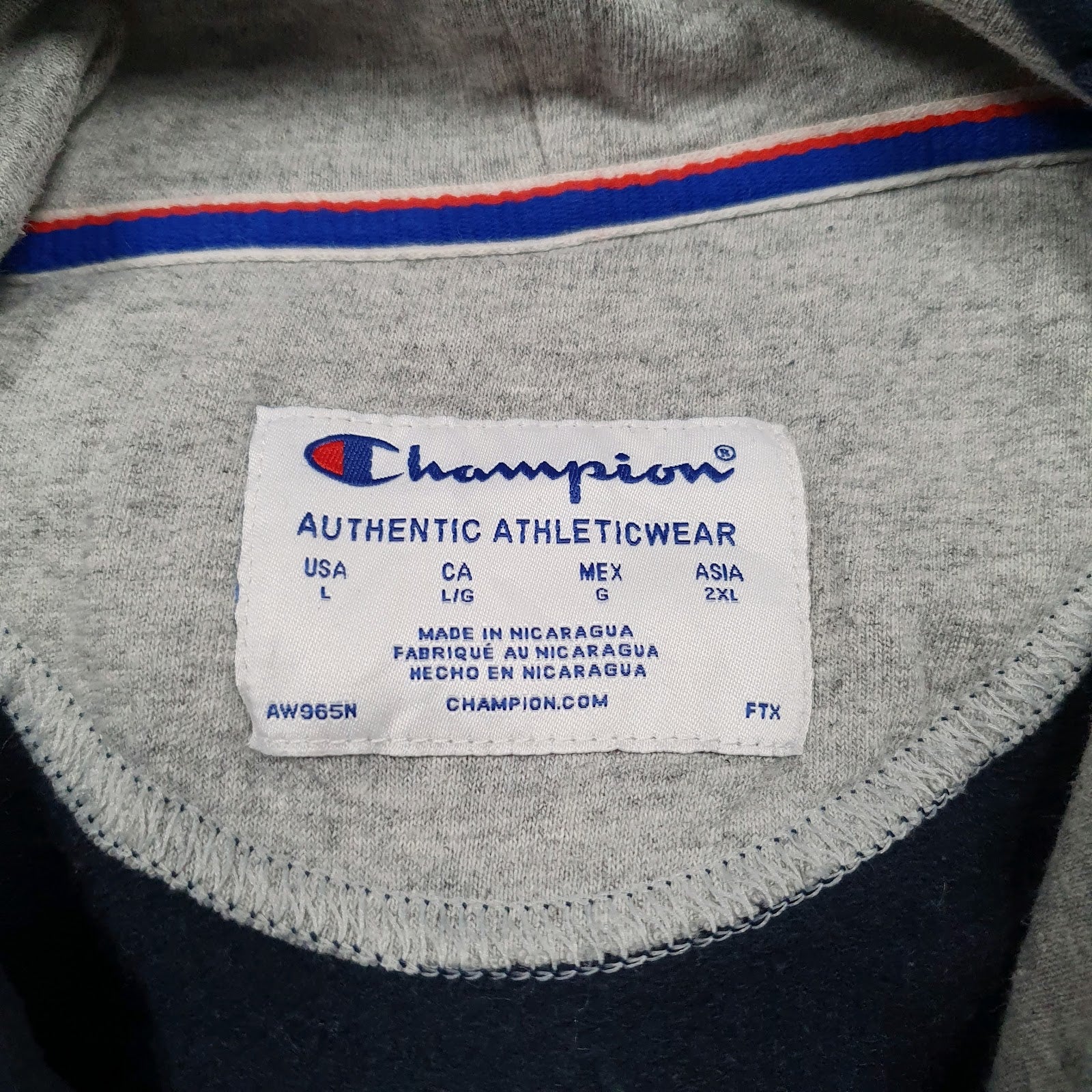 Mens Navy Champion Spellout Hoodie Jumper