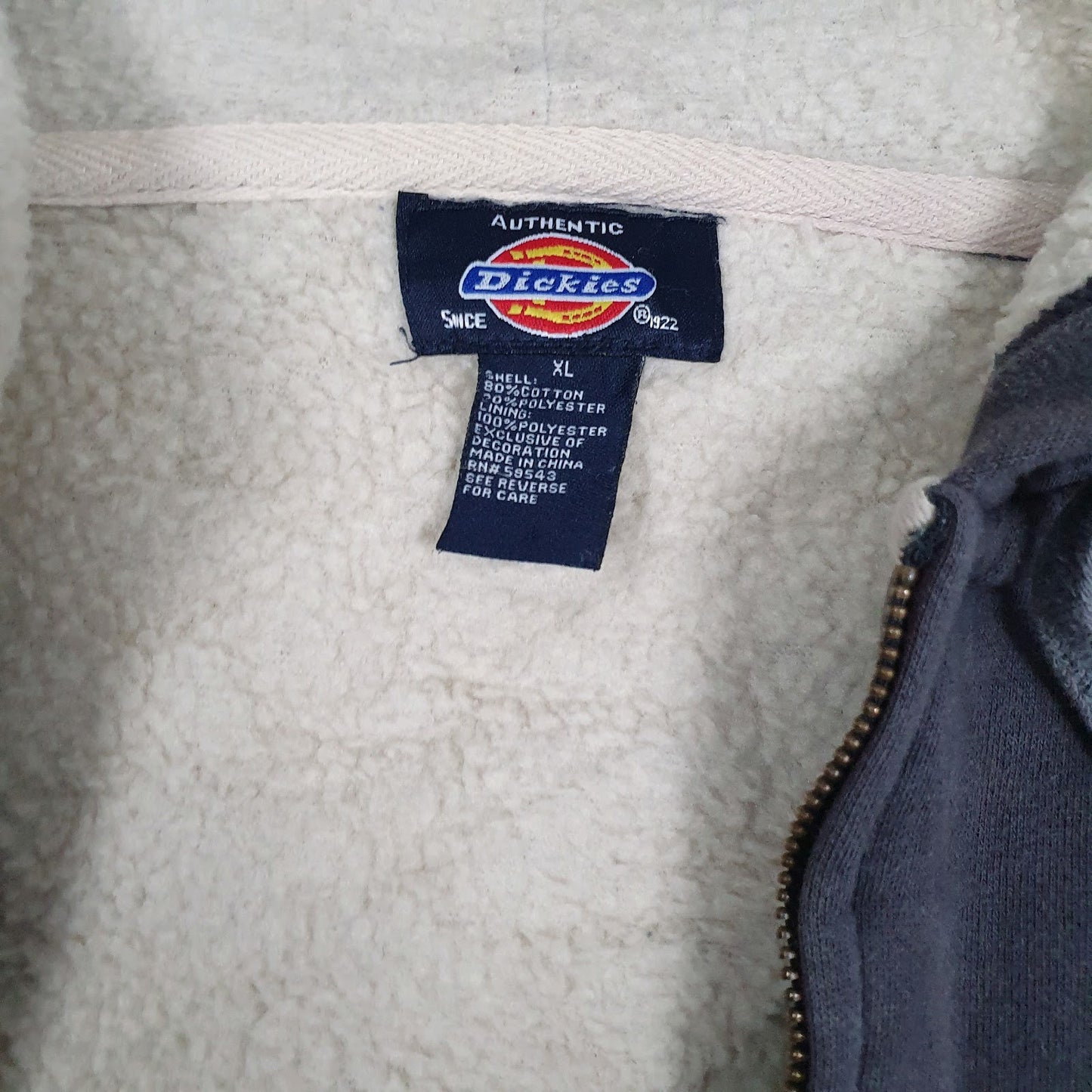 Mens Grey Dickies Fleece Lined Full Zip Jumper