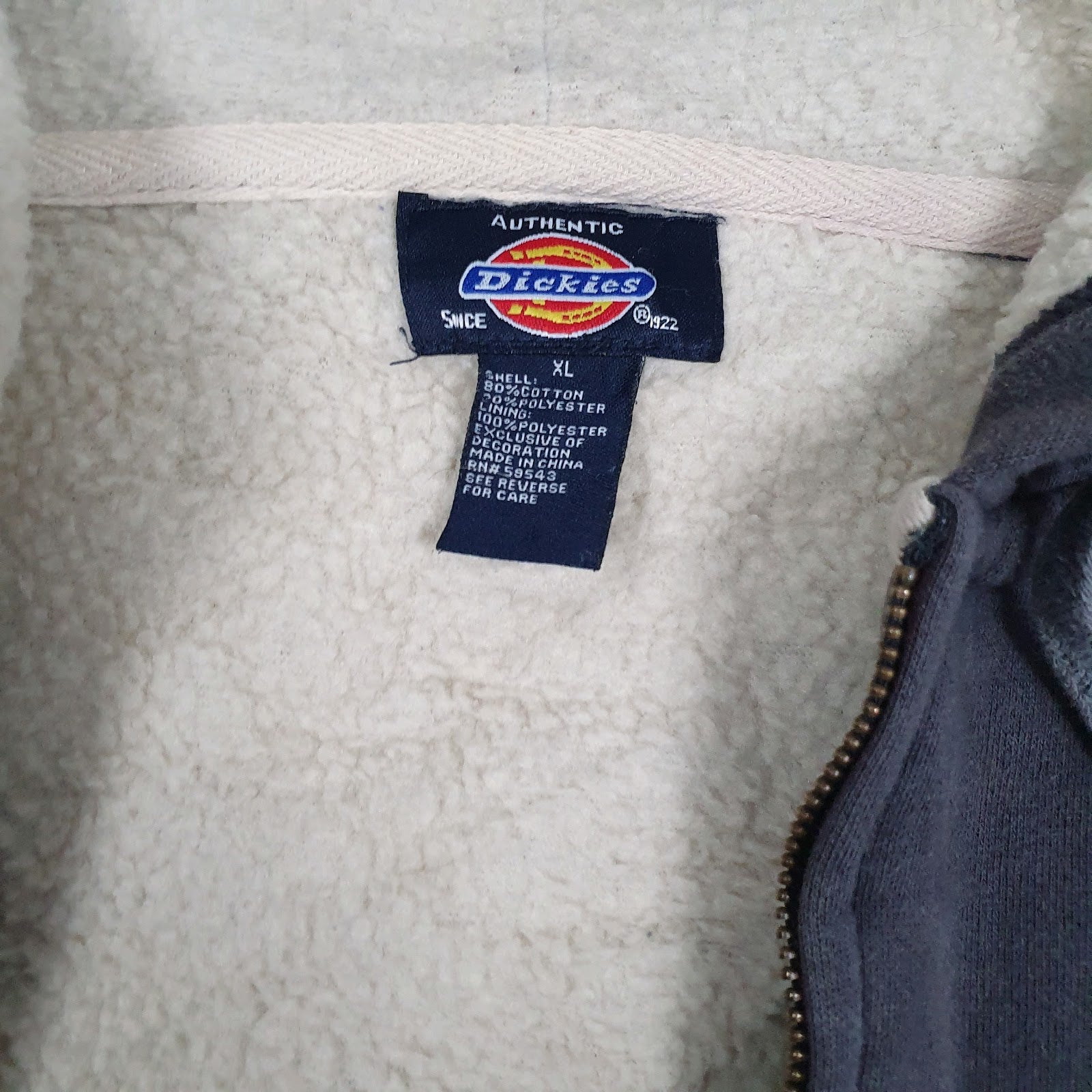 Mens Grey Dickies Fleece Lined Full Zip Jumper