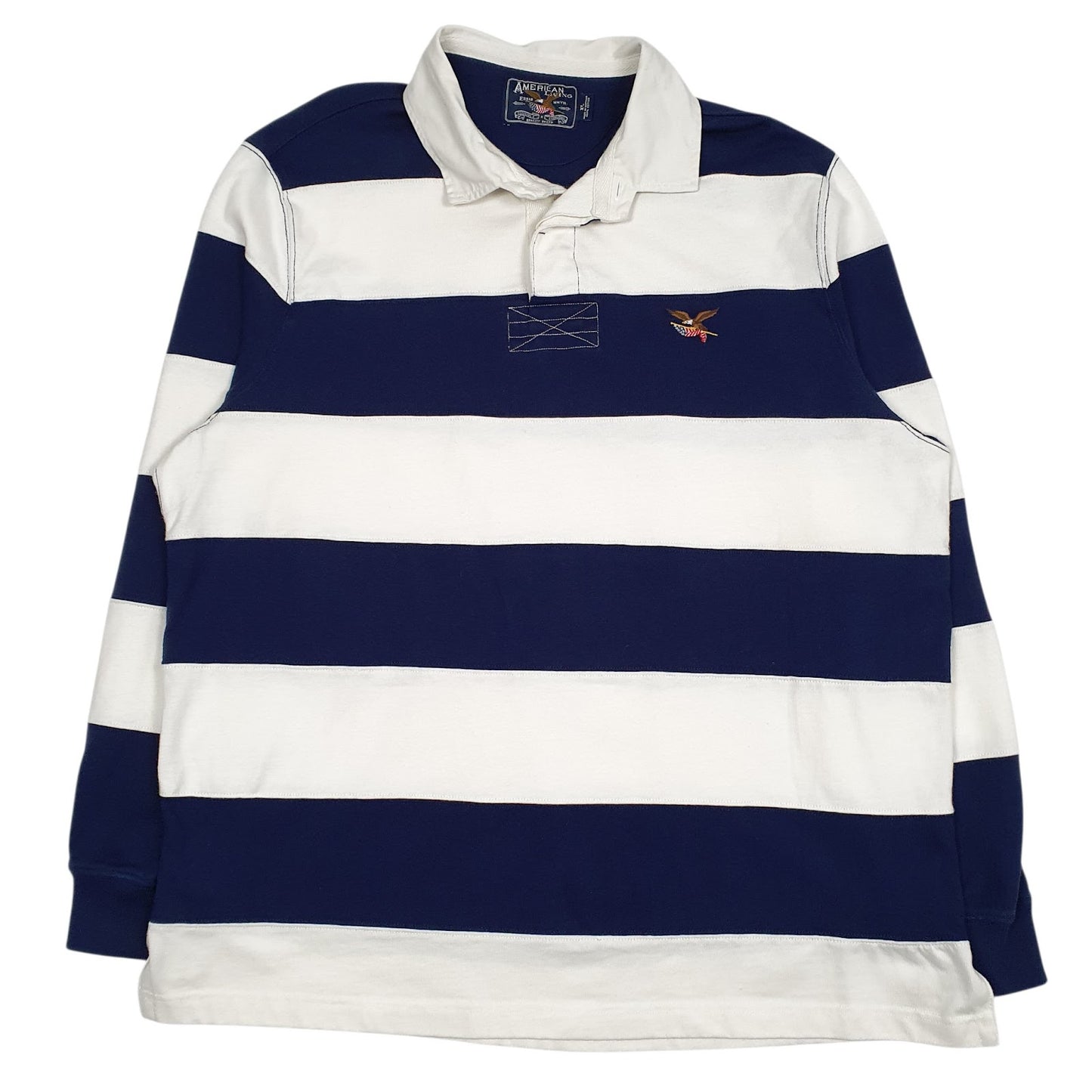 Mens White American Living Rugby Long Sleeve Polo Shirt