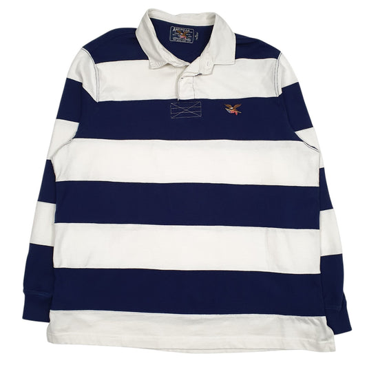 Mens White American Living Rugby Long Sleeve Polo Shirt