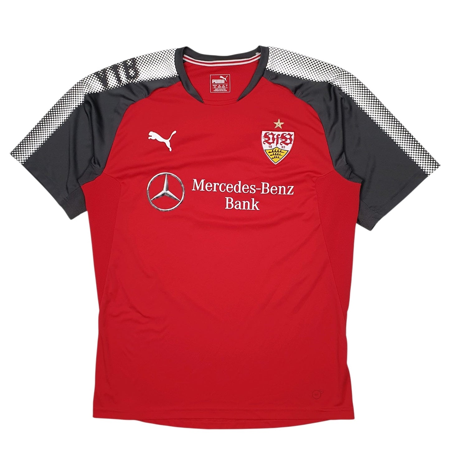 Mens Red Puma Stuttgart FC Football Jersey Short Sleeve T Shirt