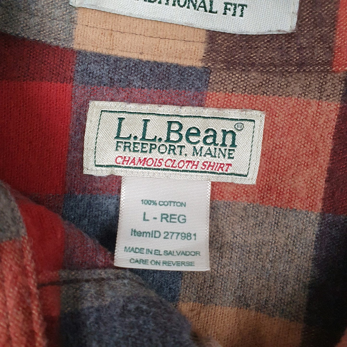 Mens Red L.L.Bean Chamois  Shirt