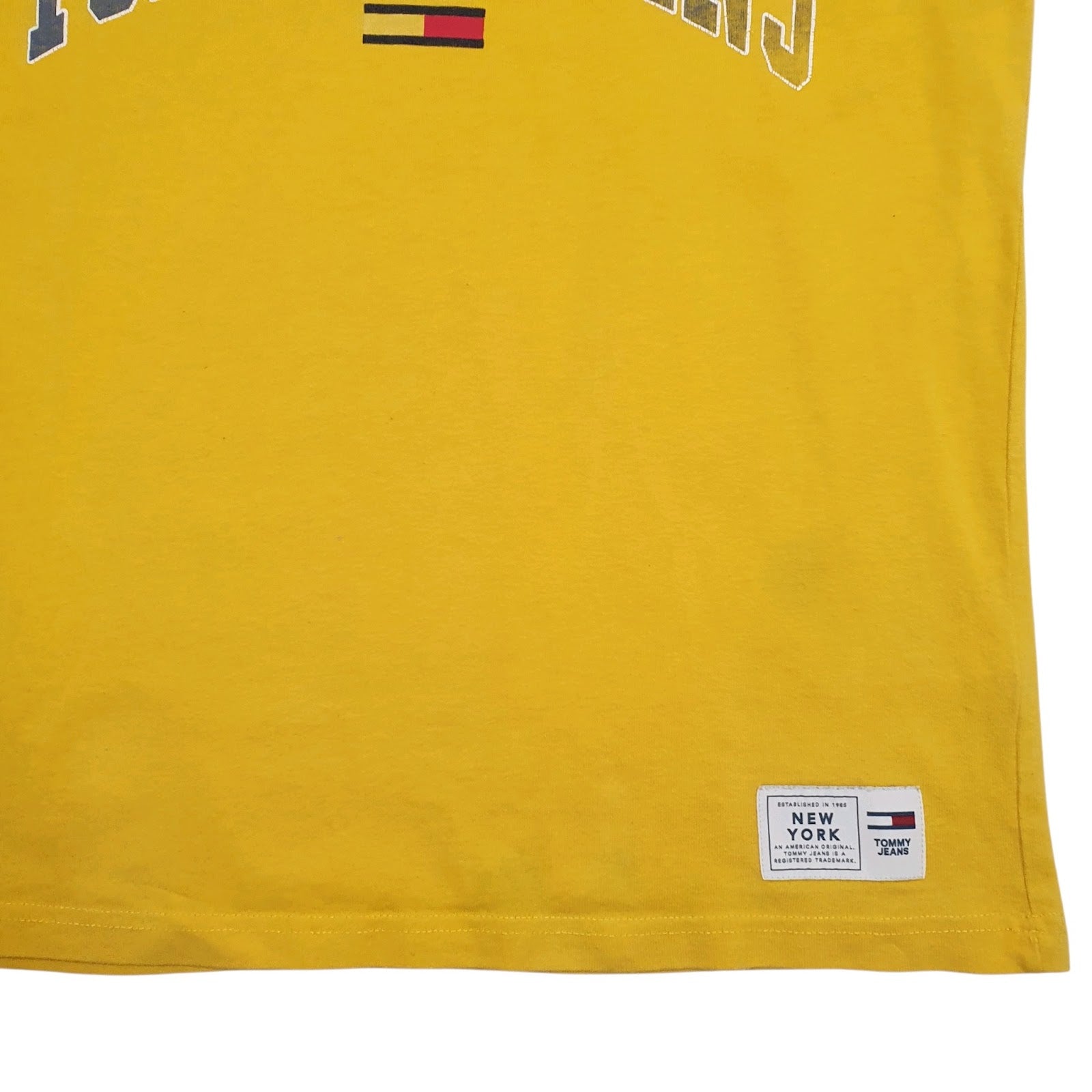 Mens Yellow Tommy Hilfiger Spellout  T Shirt
