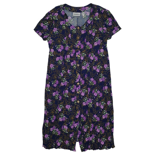 Womens Navy Caroline Wells Vintage 90s Short Sleeve Dress