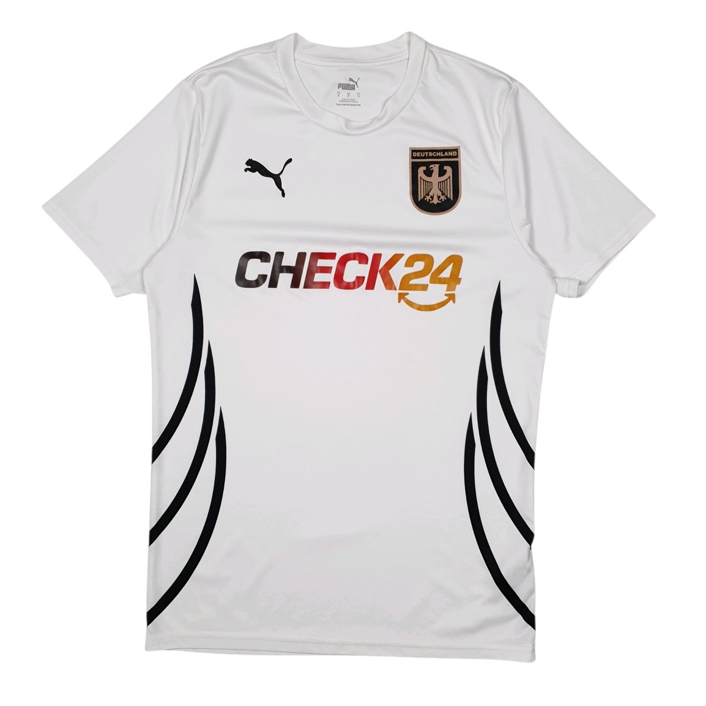 Mens White Puma Deutschland Germany Football Jersey Short Sleeve T Shirt