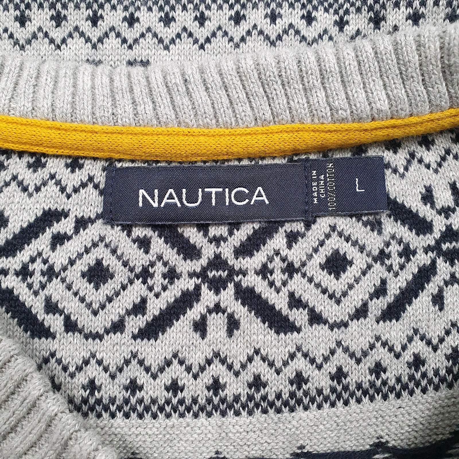 Mens Grey Nautica Funky Crewneck Jumper