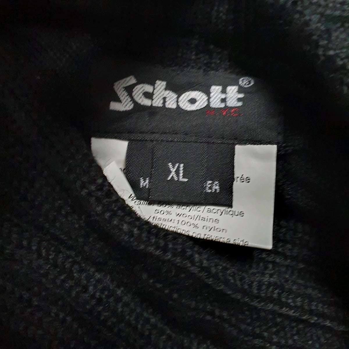 Mens Black Schott Reversable Knitted  Coat