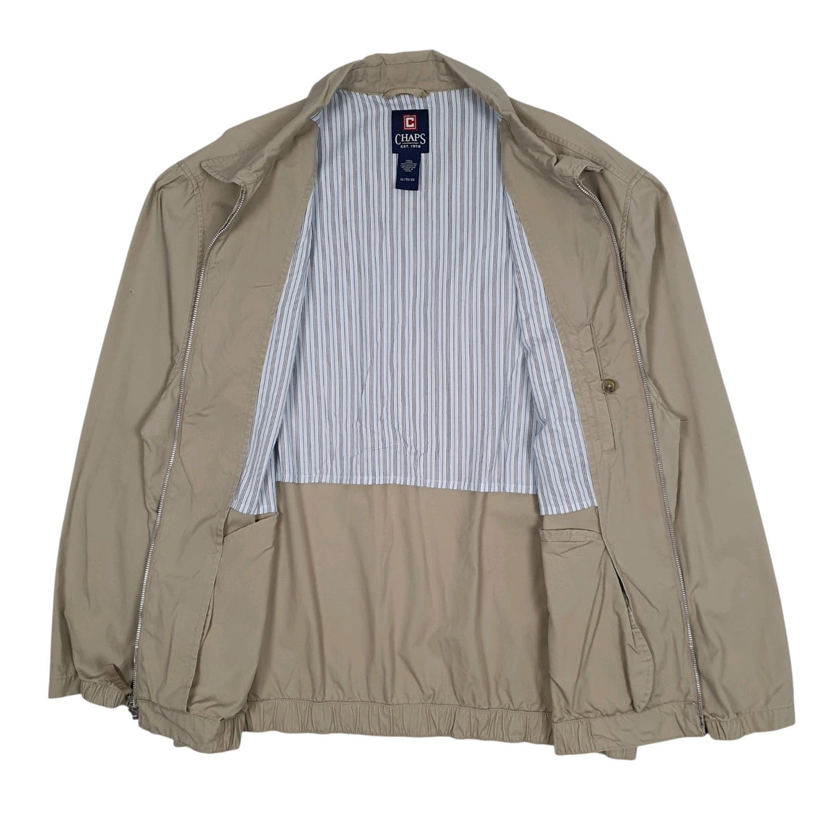 Mens Beige Chaps Bomber Windbreaker  Coat