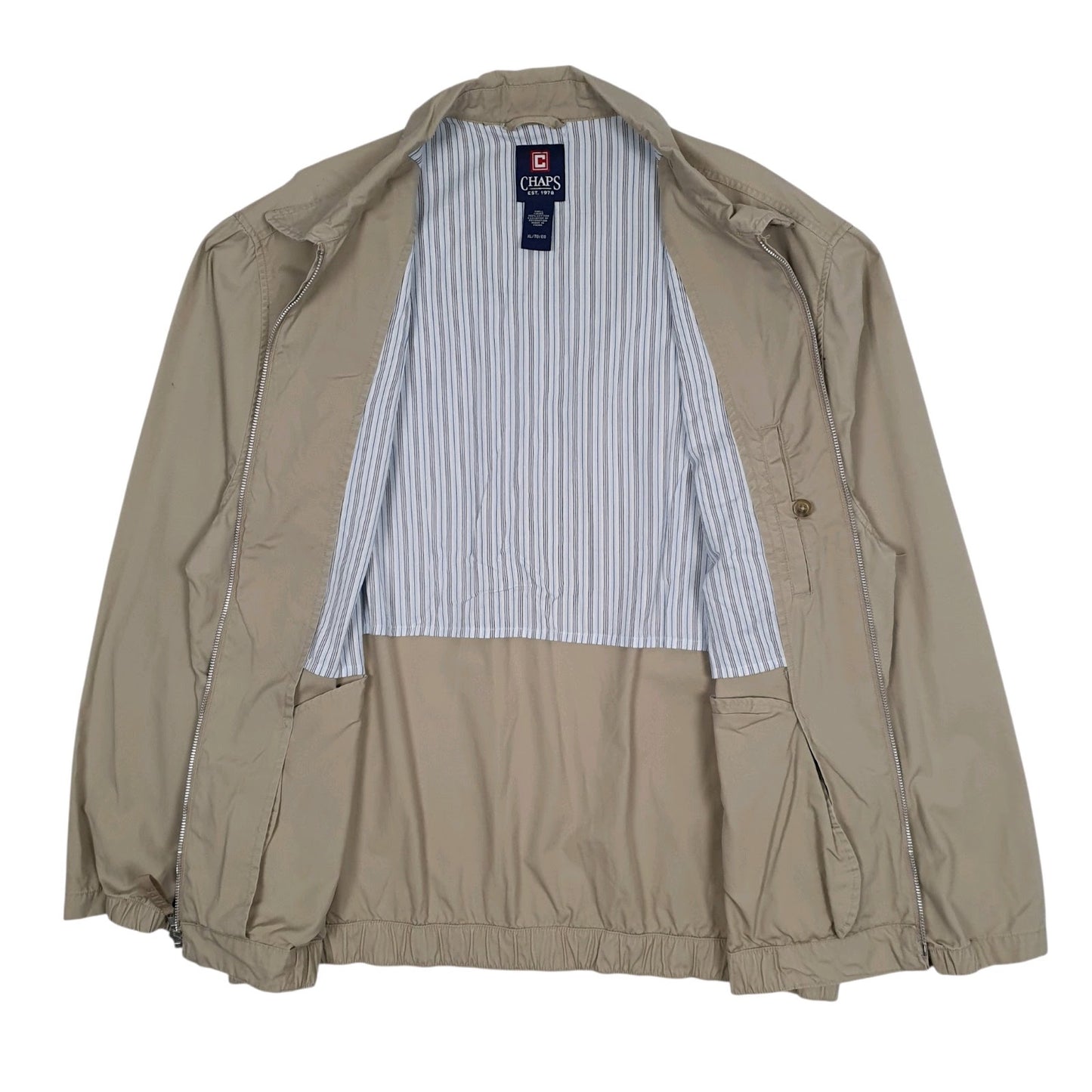 Mens Beige Chaps Bomber Windbreaker  Coat